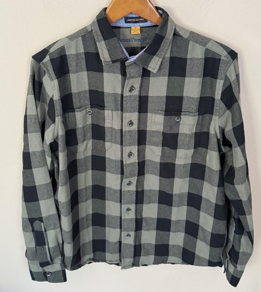 Tailor Vintage Luxe Performance Plaid Button Front Shirt Men's Medium